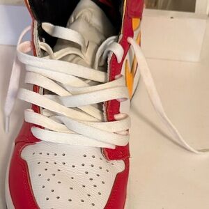 Red and White High-Top Sneakers